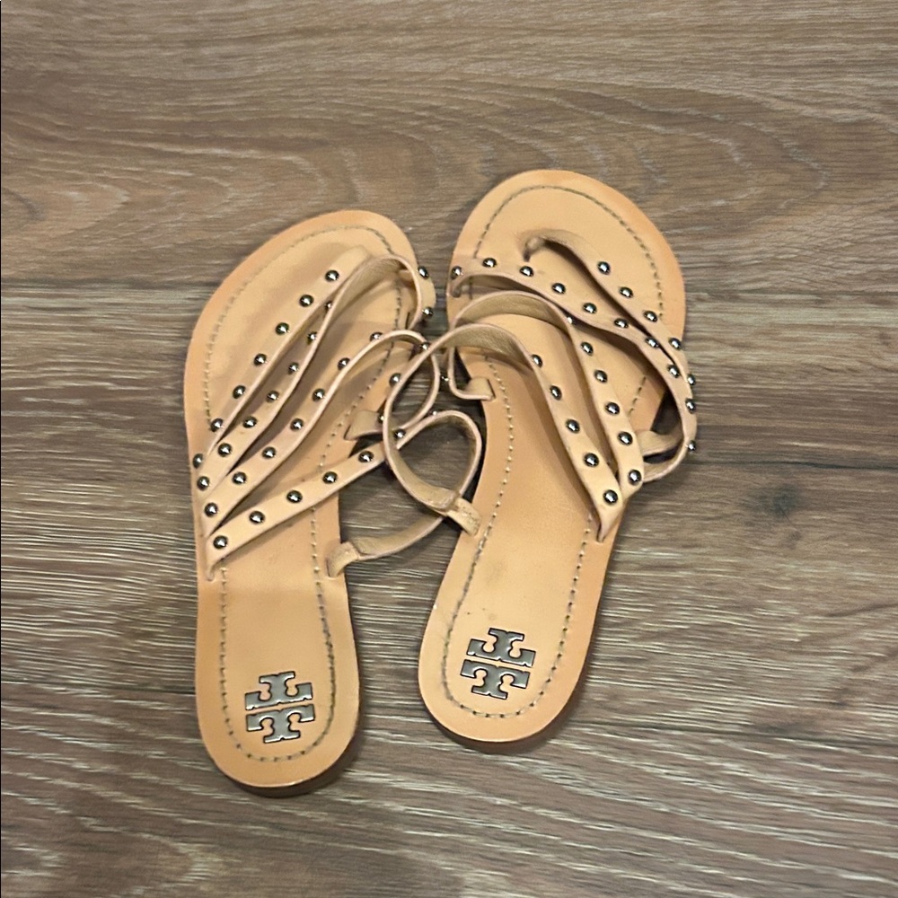 Tory Burch Beige Studded Sandals
